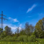 Hydro power line surrounded by green vegetation