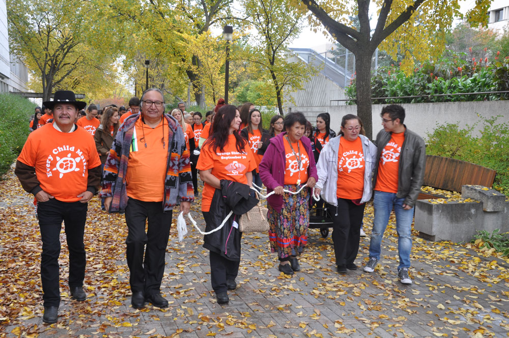 Orange Shirt Day has been recognized at UM for several years. This photo is from the Orange Shirt Day ceremony in 2017.