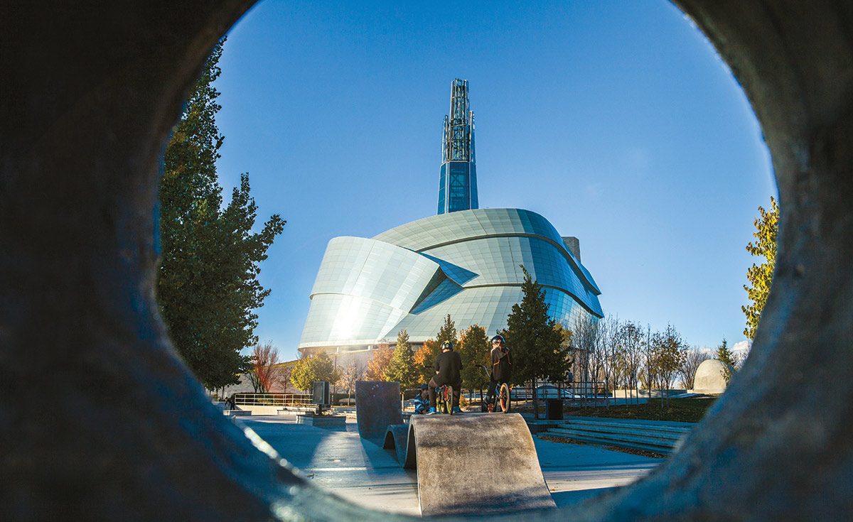 The Canadian Museum for Human Rights. Postcard photo by Aaron Cohen/CMHR