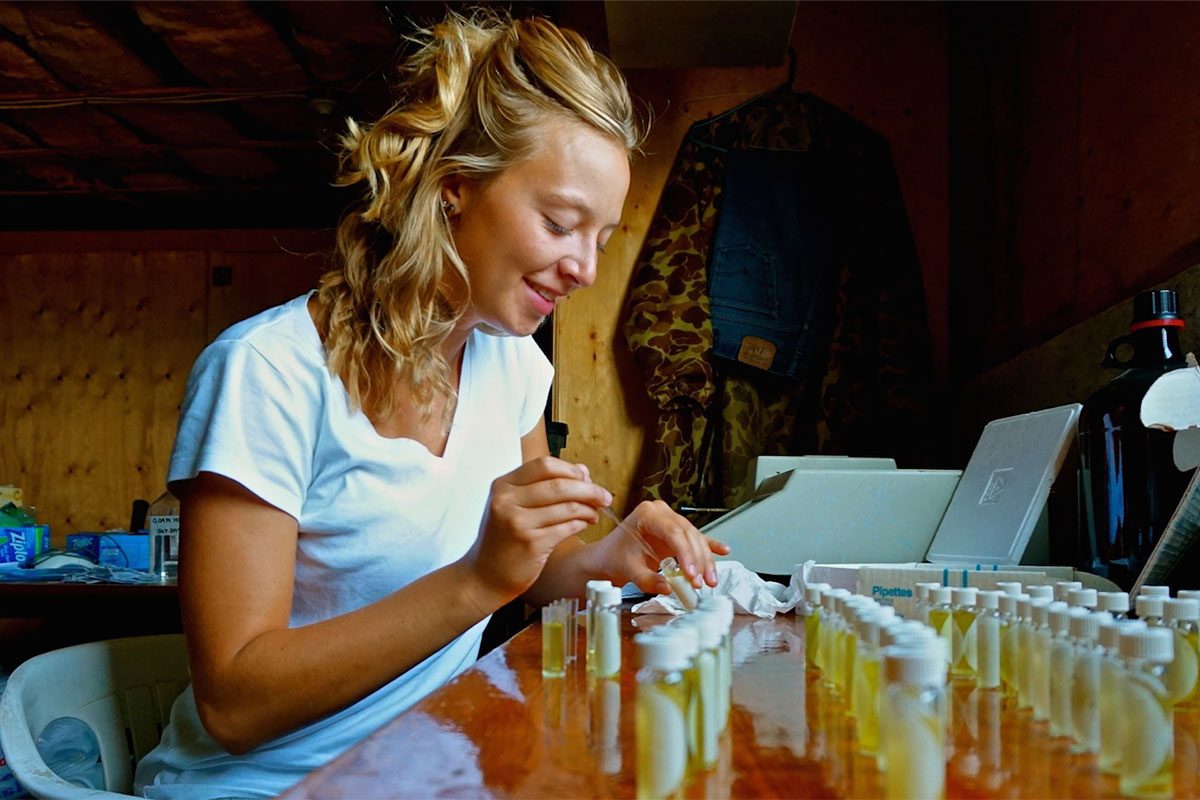 Madeline Stanley in her field lab.