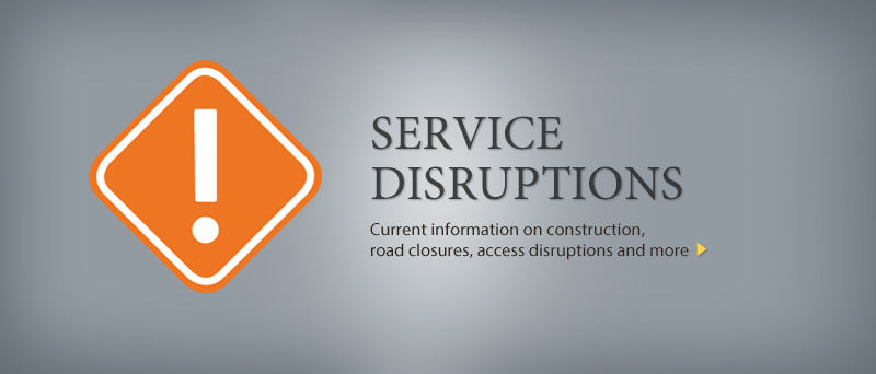 Web graphic for promoting the Service Disruptions website.