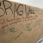 The 'Brag Wall' at Student Nights Against Procrastination.