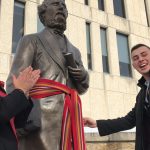 The adorning of the Louis Riel Sash for campus Louis Riel Day celebrations, shared by @umindigenous