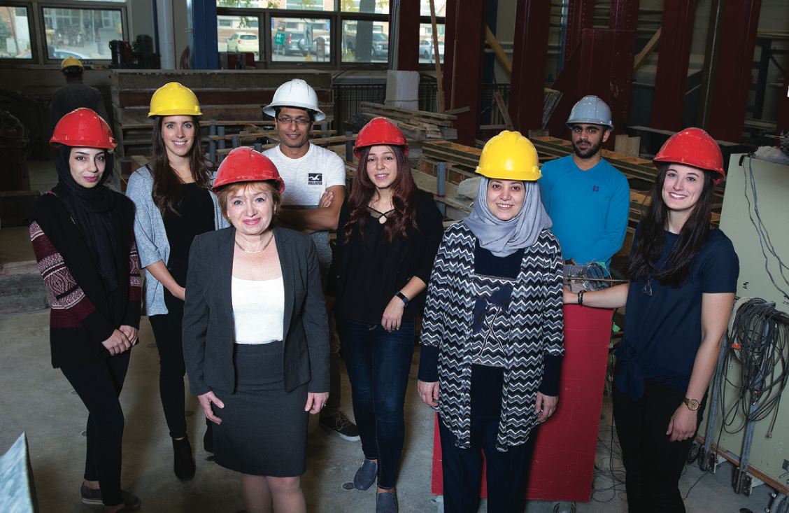 Dagmar Svecova with students Arezo Rasouli, Sarah Boila, Saeed Gerami, Dibasadat Yamoutzavareh, Maha Ghaib, Rushangkumar Dave and Heather Stefaniuk.