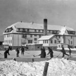 Boys playing hockey at the McIntosh, Ontario, school. Many students said that they would not have survived their residential school years, were it not for sports. St. Boniface Historical Society, Oblates of Mary Immaculate, Manitoba Province Fonds, SHSB 29362.
