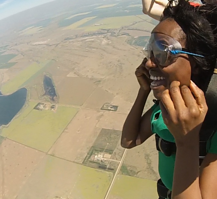 Wura Dasylva flies high above Saskatchewan, her new home since graduating with an LL.M. from Robson Hall Faculty of Law, University of Manitoba