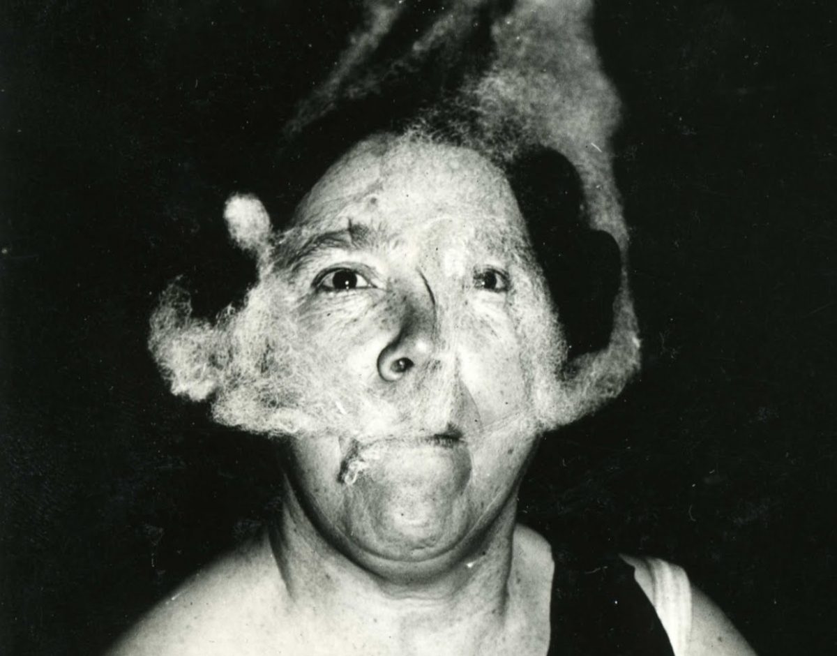 A photo of teleplasm or ectoplasm from the T.G. Hamilton collection in the U of M Libraries' Archives & Special Collections