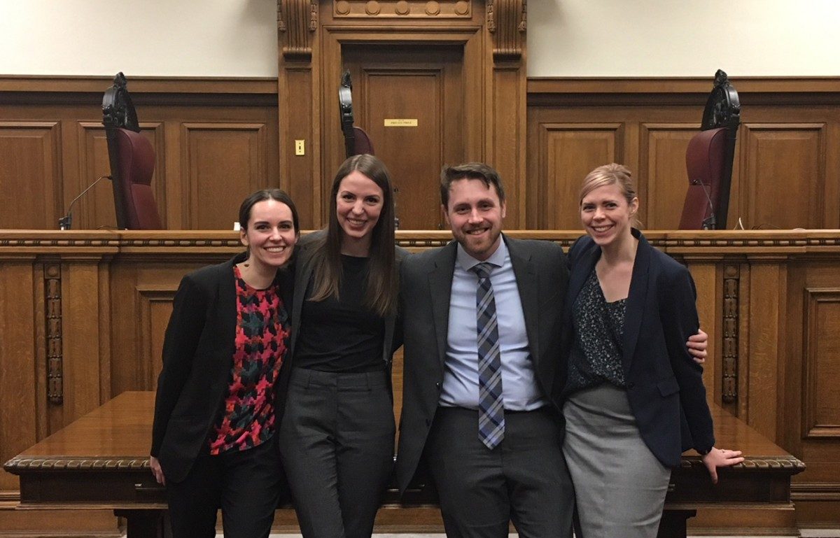 Robson Hall Faculty of Law, U of M Laskin Moot team (L - R): Natalie Copps, Nicole Deniset, Zachary Rodgers, Amy Robertson