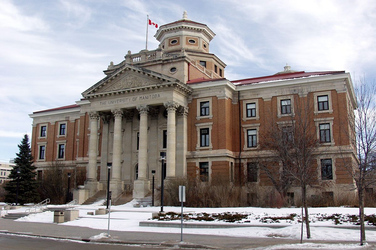 Admin Building at Fort Garry Campus during winter.