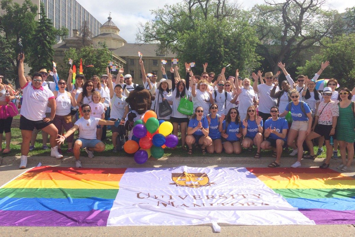 The U of M group at the 30th Annual Pride Winnipeg Parade.