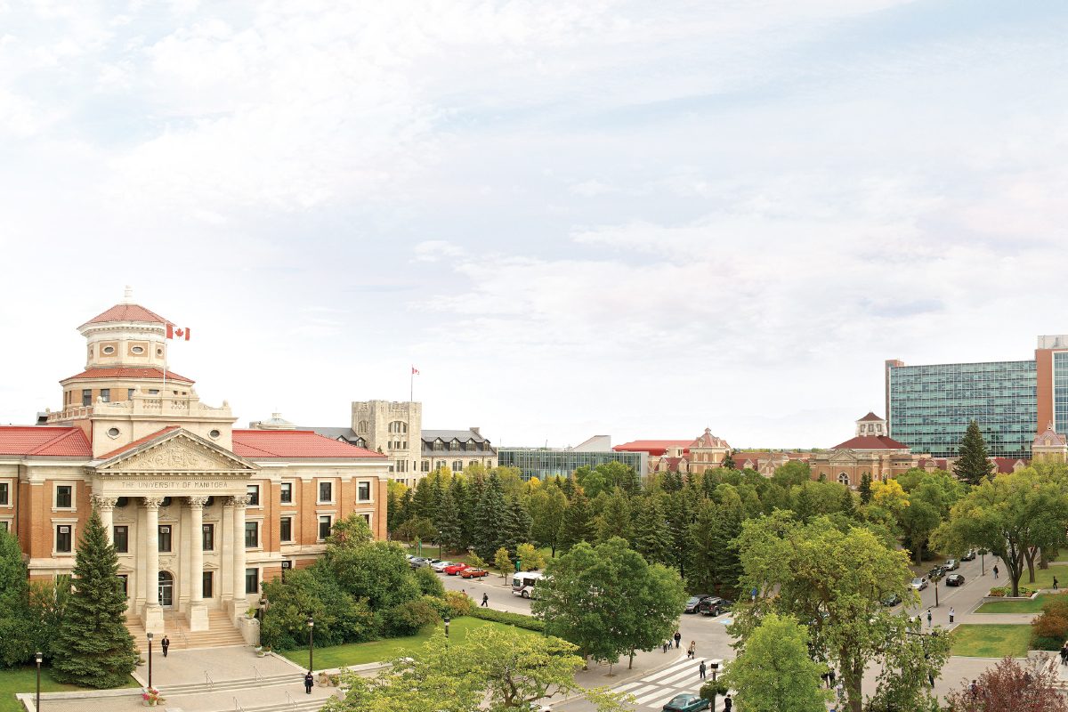 Admin Building and Fort Garry campus.