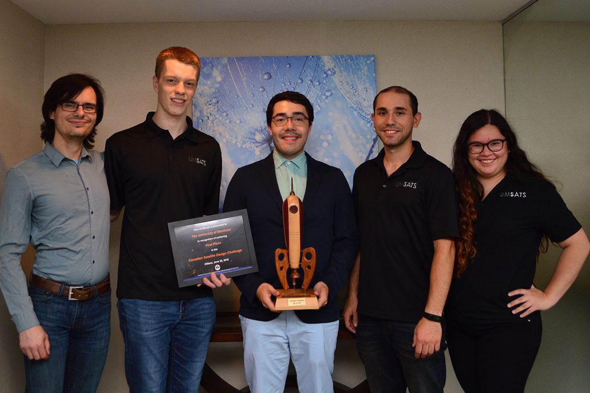 The University of Manitoba Space Applications and Technology Society (UMSATS) team after earning first place at CSDC. // Photo from Facebook/UMSATS