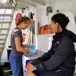 Rachel preserving samples on the MV Namao.