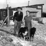 Ernest and Elizabeth Stock stand outside their Rooster Town house in a 1959 Free Press photo