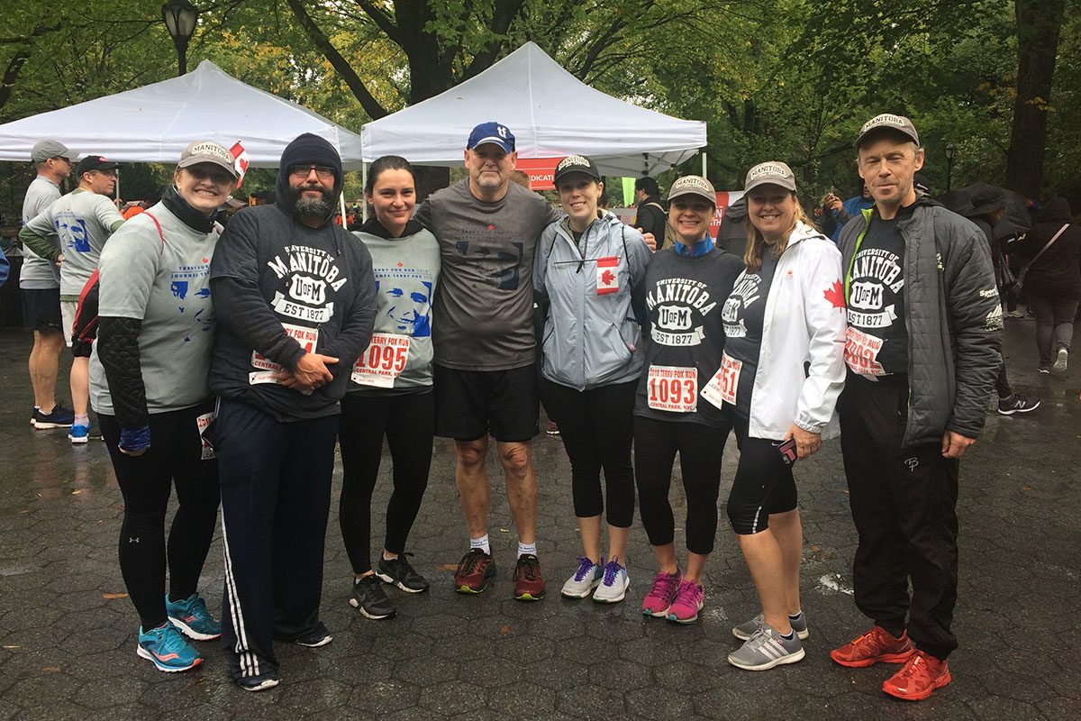 Tracy Bowman, third from right, and fellow Terry Fox run participants.