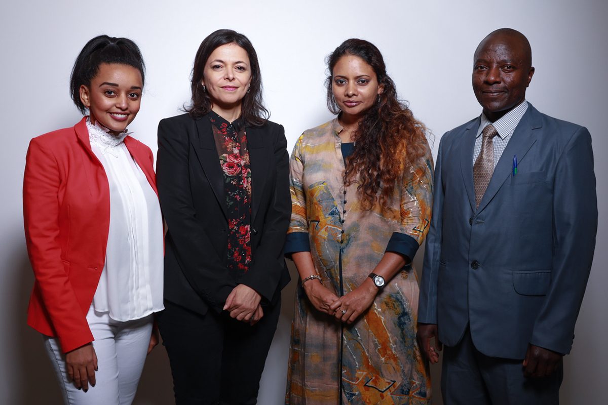 Nahlah Ayed (second from left) with previous prize recipients (l-r) Maryam Al-Azazi (2017), Anamika Anwesha (2018) and Dr. Peter Karari (2010). // Photo by Mike Latschislaw