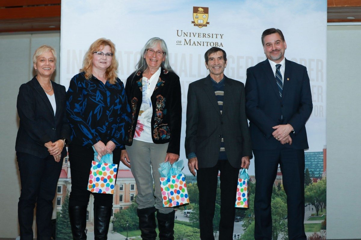 L-R: Dr. Janice Ristock, Kathy Graham, Dr. Judy Anderson, Dr. Mohammed Moghadasian (for James House), and Dr. Todd Mondor