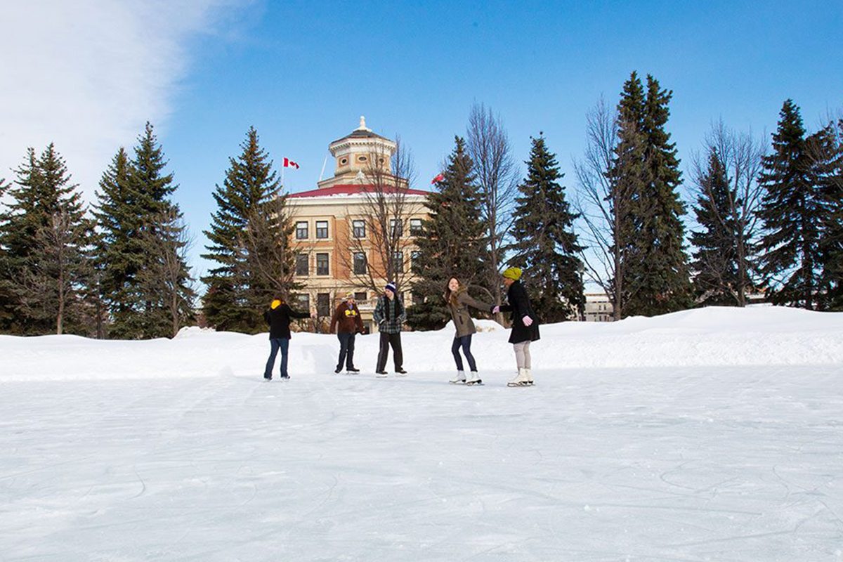 Winter skating on campus.