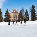 Winter skating on campus.