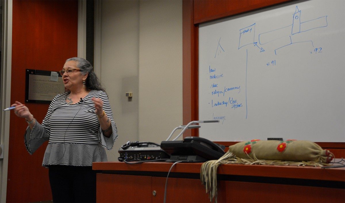 Activist Joan Jack was the first guest speaker in law professor Dr. Bryan Schwartz's new course Oral History, Indigenous Peoples and the Law, which is open to the public.