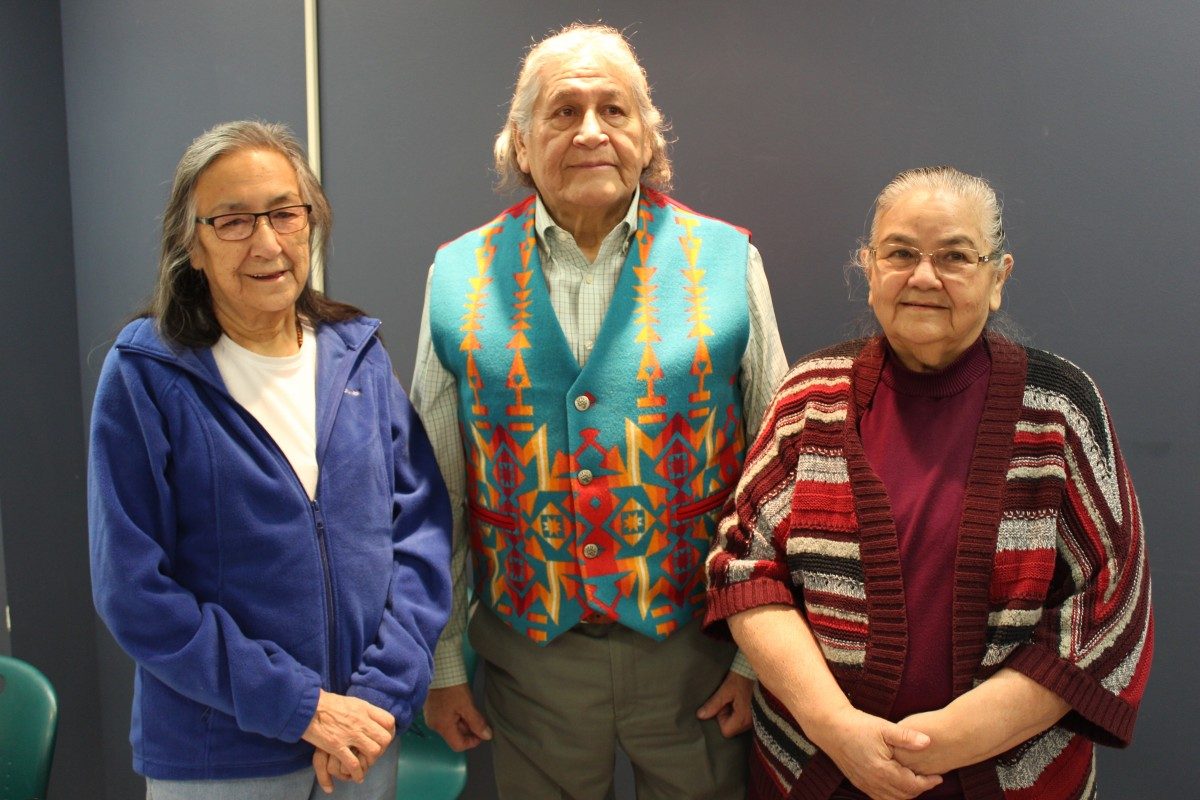 Nelliane Cromarty (left to right), Wanbdi Wakita, and Stella Neff at the Feburary storytellers event