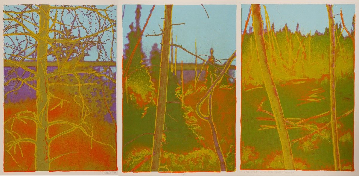 William Lobchuk The Great Northwest Series (triptych), 1982 serigraph, edition 29/35, 290 cm x 72.2 cm Gift of Bill Lobchuk School of Art Gallery Permanent Collection