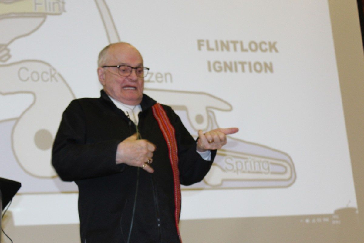 Fred Shore demonstrates the complexities of loading a musket during your buffalo hunt.