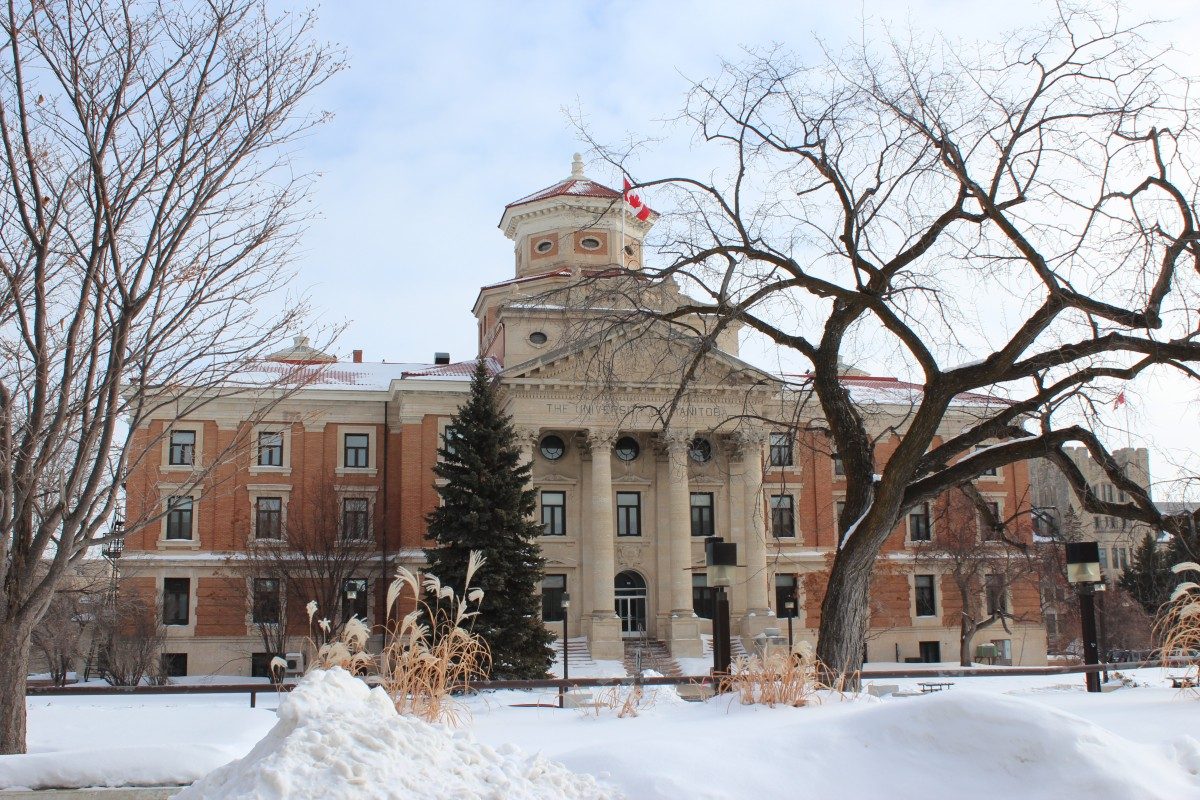 Administration building with snow