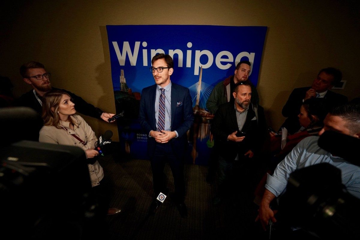 Matt Schaubroeck [MBA/17] in an interview during the Whiteout Street Parties in 2018. // Photo by Tyler Walsh