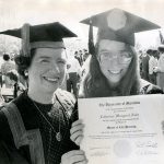 Catherine Auld receives her masters of city planning degree in 1980 from her mother and then-U of M-Chancellor, Isabel Auld. // U of M Archives & Special Collections