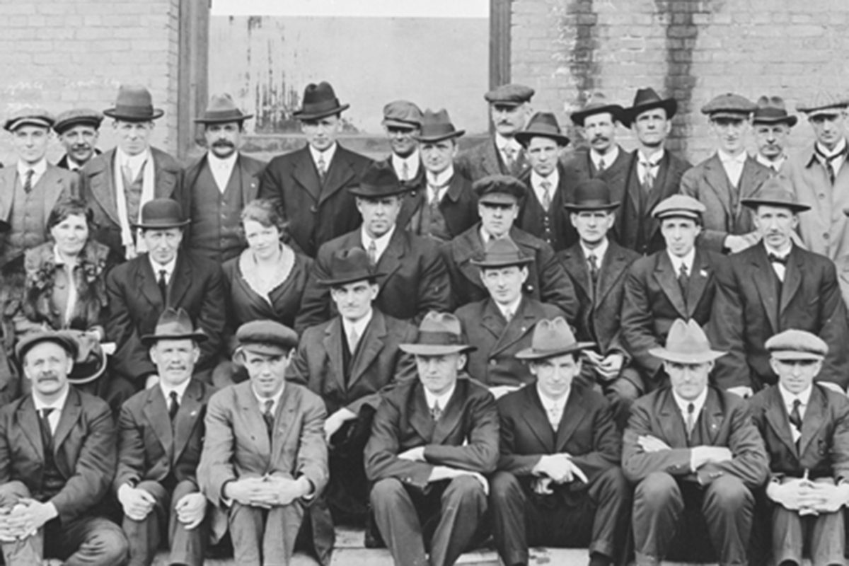 Image from Archives of Manitoba showing some of the Winnipeg Strike Committee.