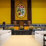 empty hall await8ing convocation