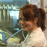 Kailee Rutherford works in a lab at CancerCare, helping to identify genes that play roles in cancer development