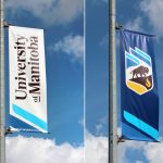 two new brand banners one says university of manitoba, one shows the new logo