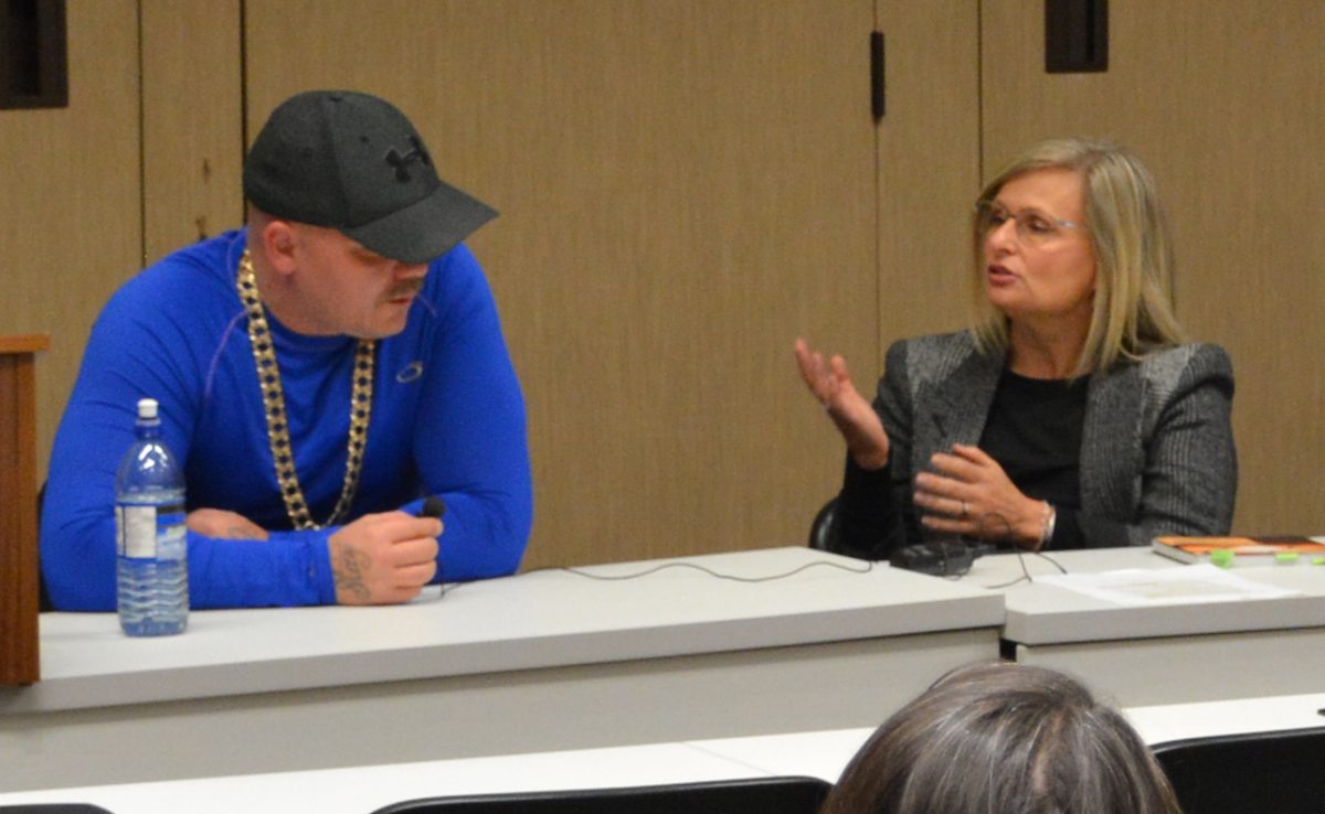 Matt Willan and Chancellor Anne Mahon discuss factors that lead individuals to gangs.