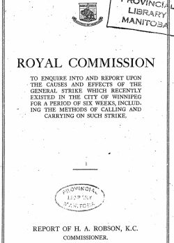 Title page of H.A. Robson's Royal Commission Report, tabled Nov. 6, 1919.