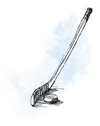 An illustration of a hockey stick
