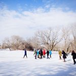 Students snowshoeing as part of the Jack Frost Challenge.