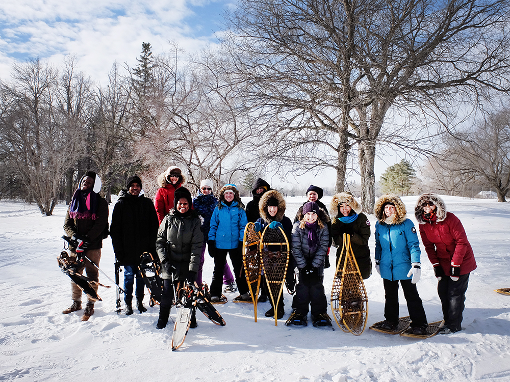 Group photo of snowshoers