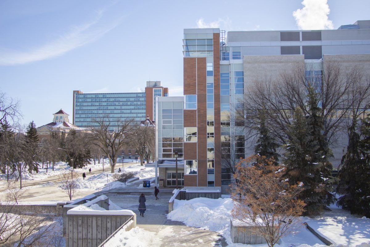 Looking south on Fort Garry campus towards Engineering building.