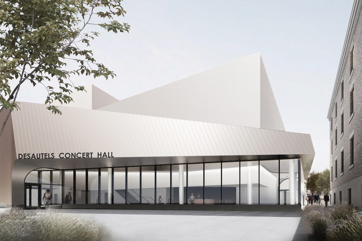 ARTIST'S RENDERING OF DESAUTELS CONCERT HALL COURTESY OF CIBINEL ARCHITECTURE + TEEPLE ARCHITECTS