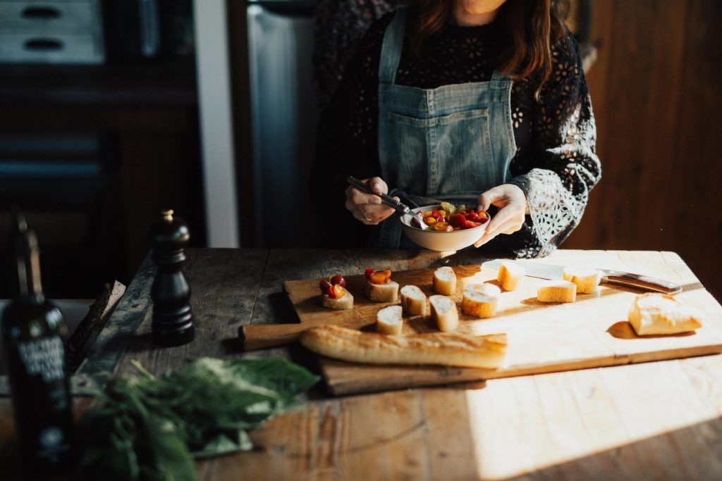 Person cooking in kitchen