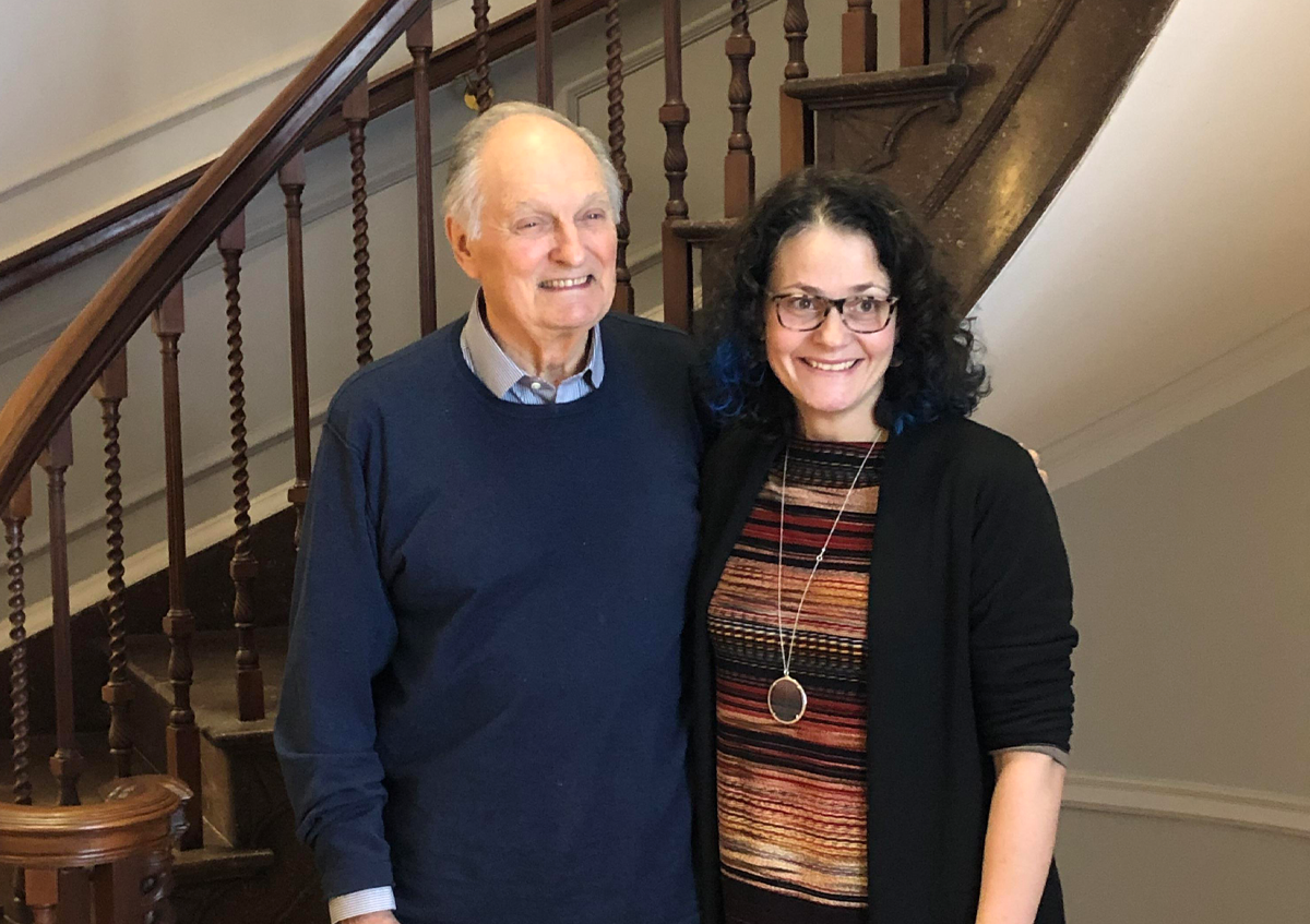 Actor Alan Alda stands beside UM medical professor Dr. Jillian Horton.