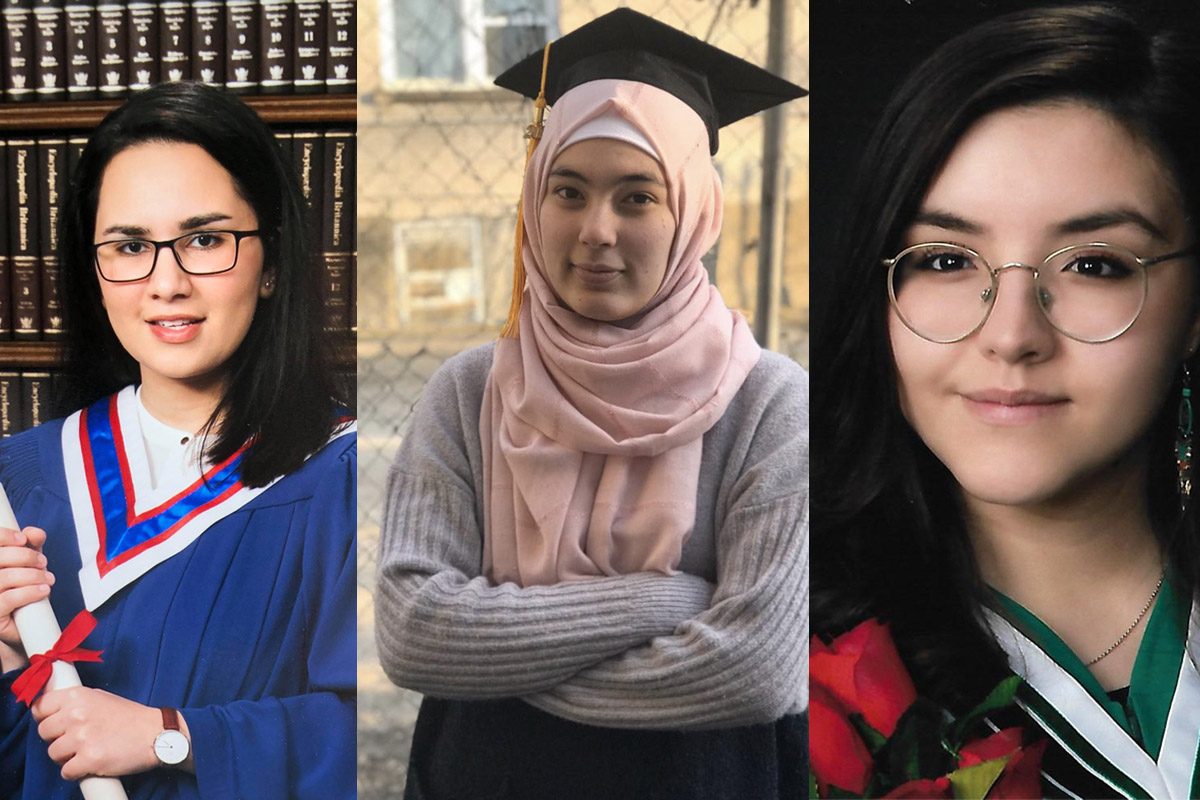 A picture of three female Leaders of Tomorrow scholarship recipients.