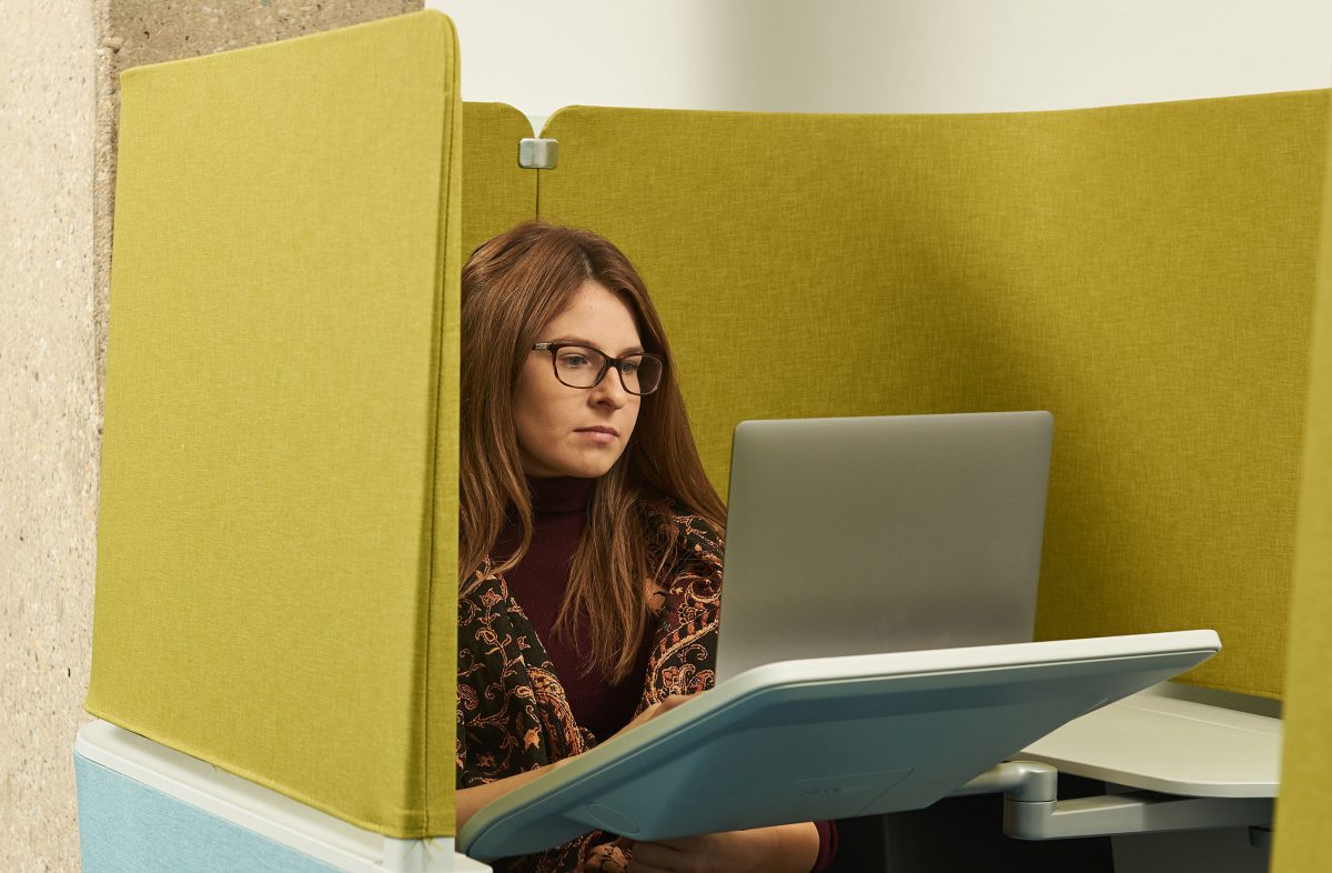 A student studying in isolation.