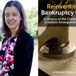 Portrait of Dr. Virginia Torrie beside her new book Reinventing Bankruptcy law