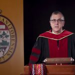 Acting Dean, David Mandzuk addresses Extended Education graduates.