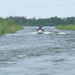 Boat in waterway northern Manitoba