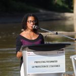 Claire Herbert, field program manager for the Manitoba Great Lakes Project at CEOS at the Lake Winnipeg Basin Program funding announcement