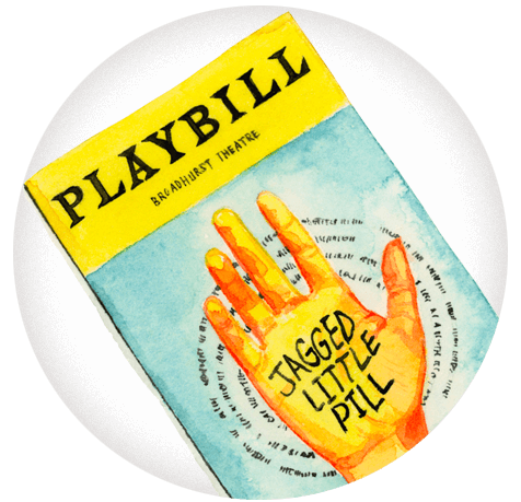 An illustration of a playbill from Jagged Little Pill.